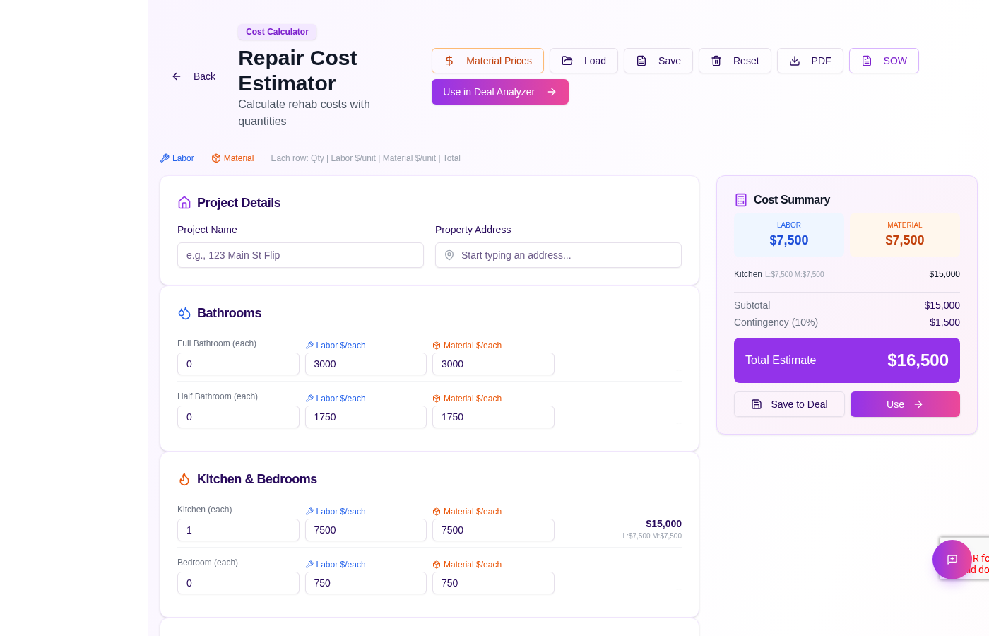 Repair Estimator Tool